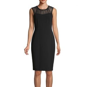 Calvin Klein Black Sleeveless mesh top shift knee length Dress size 6
